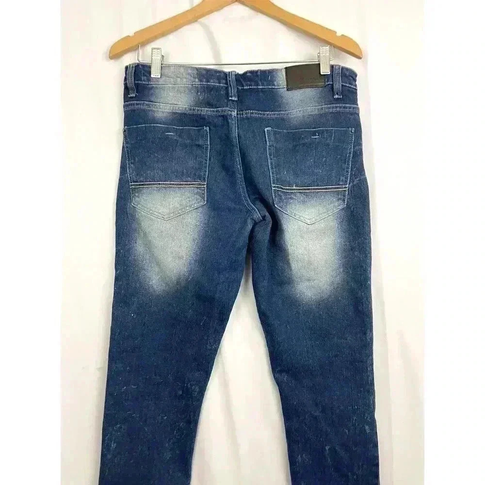 Southpole Blue Skinny Jeans Denim Moto Biker‎ Stretch 32x32 Mens - Picture 8 of 11